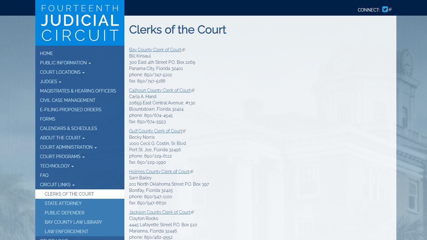 Clerks of the Court | Fourteenth Judicial Circuit of Florida